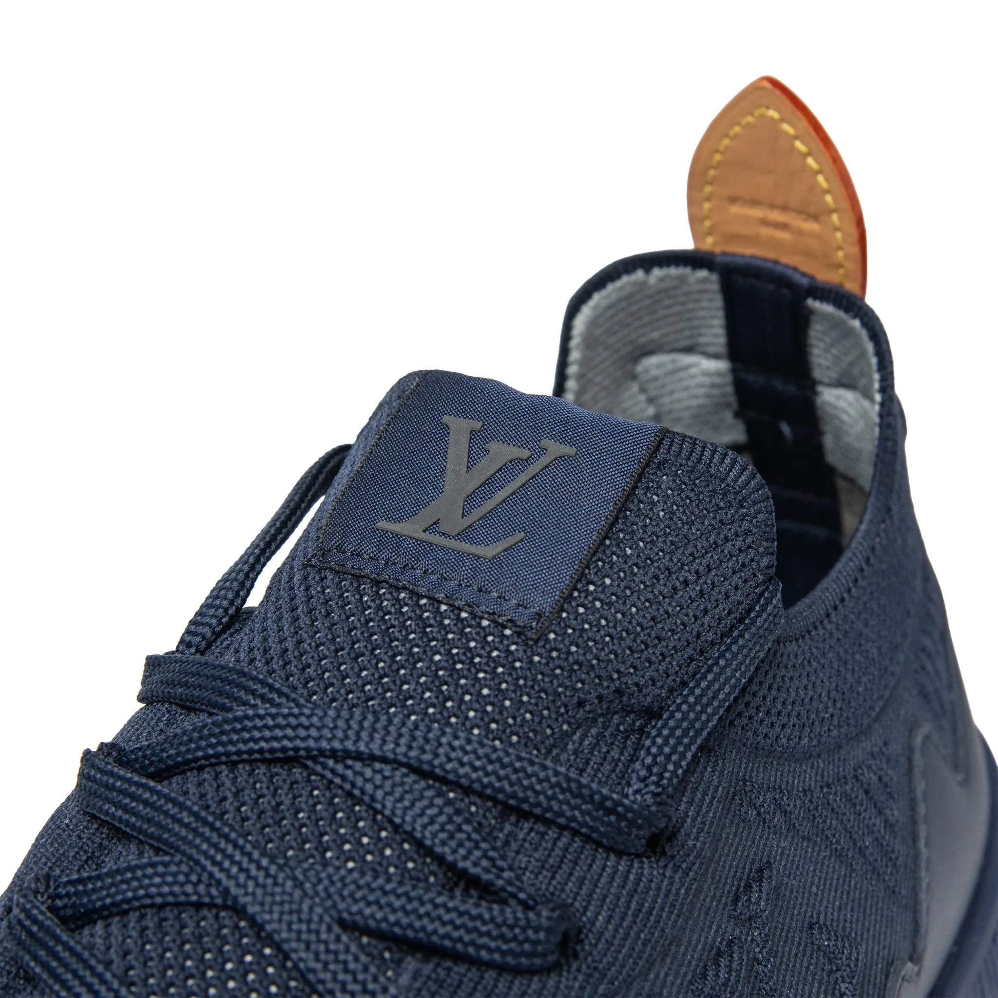 Tongue View of Louis Vuitton LV Runner Tatic Navy Sneaker